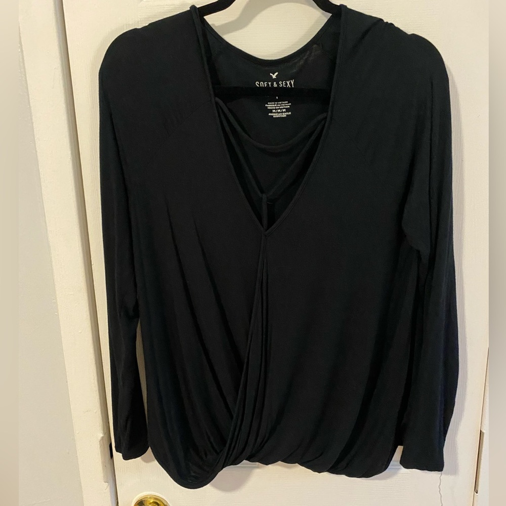 American Eagle Soft & Sexy Faux Wrap shirt with Crossed straps - medium